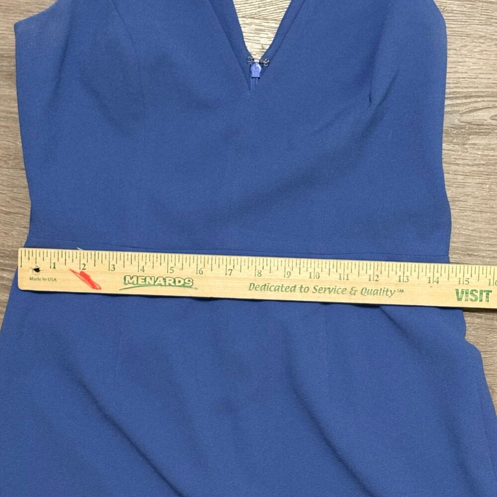 Dress The Population Lita Dress Sz M Blue Jay Tie Shoulder Cocktail Midi Sheath - Picture 8 of 16